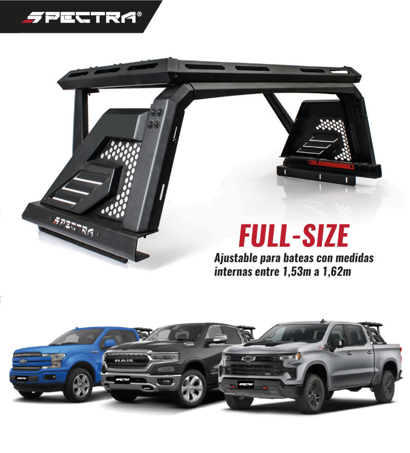 Roll bar universal negro con canasta (para pick-up full size)
