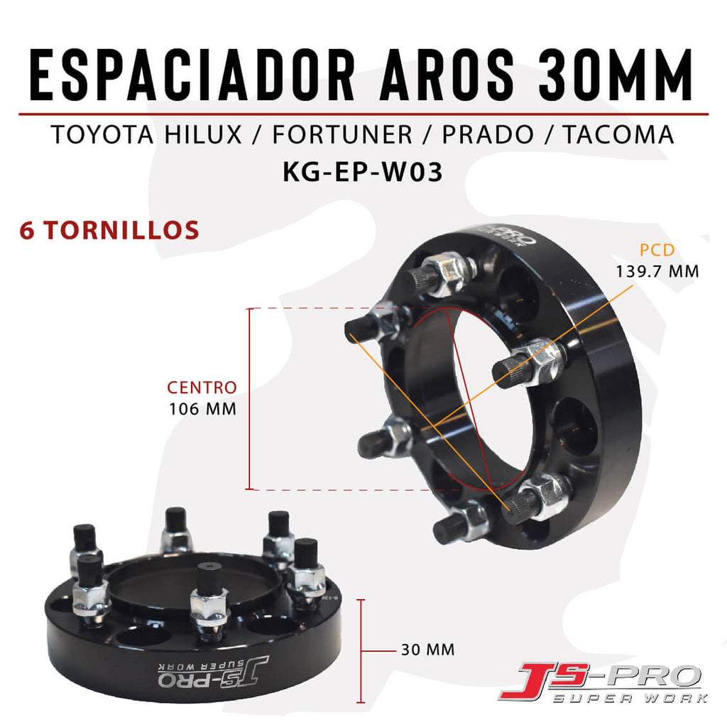 ESPACIADOR AROS 30MM (6X139.7) CENTRO 106MM HILUX/FORT/PRAD/TACOM