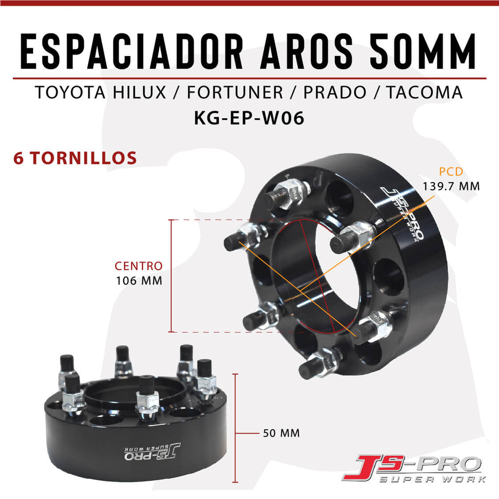 ESPACIADOR AROS 50MM (6X139.7) CENTRO 106MM HILUX/FORT/PRAD/TACOM