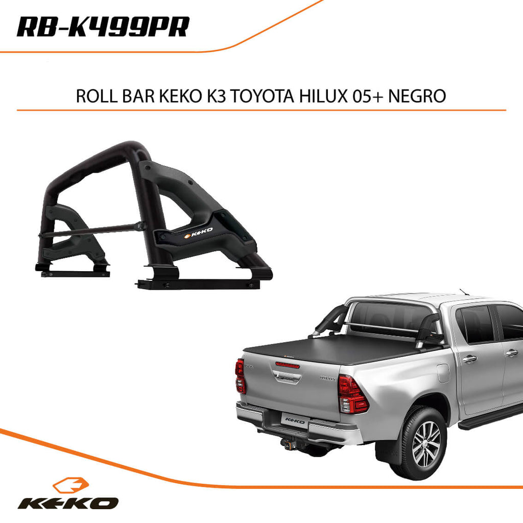 ROLL BAR KEKO K3 TOYOTA HILUX 05+ NEGRO
