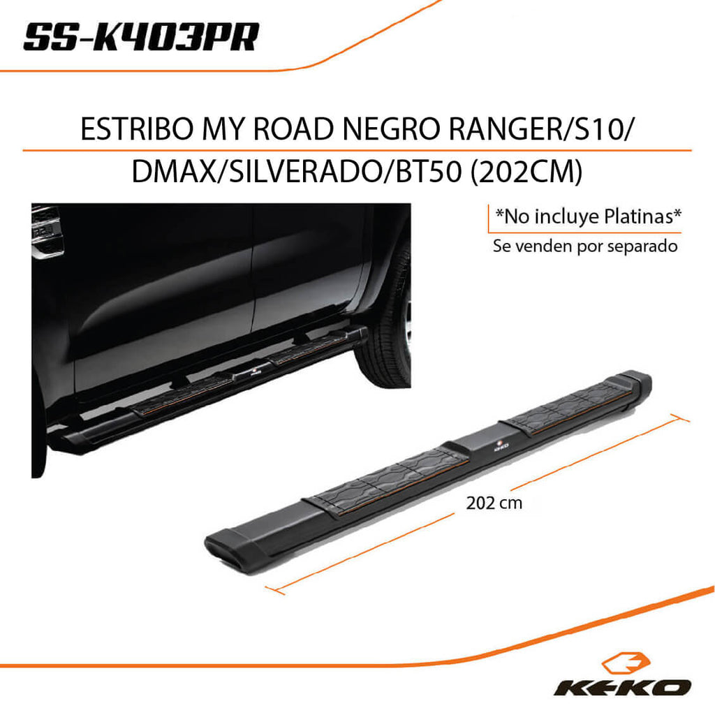 ESTRIBO MY ROAD NEGRO RANGER/ S10/ D-MAX/ BT-50/ RAMPAGE (202CM)