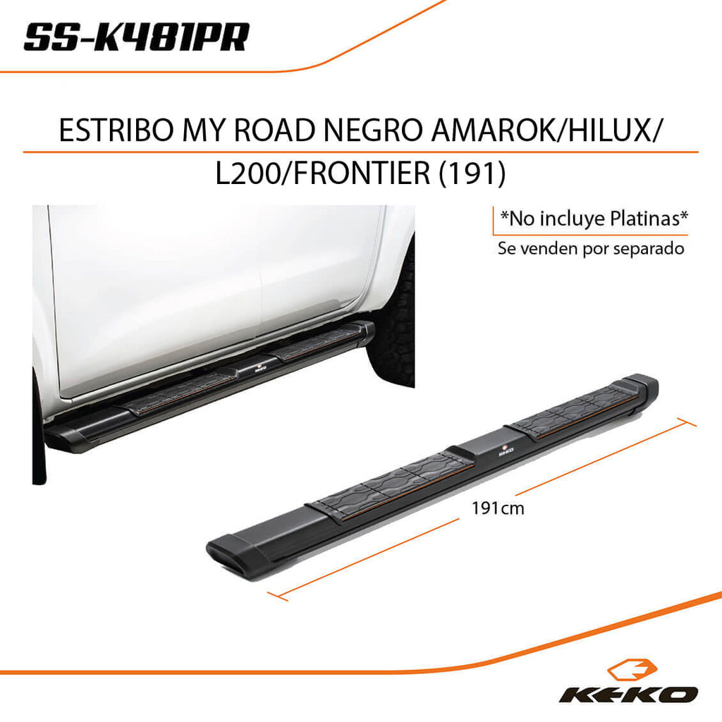 ESTRIBO MY ROAD NEGRO AMAROK/ HILUX/ L200/ NP300/ HUNTER/ LANDTREK (191CM)