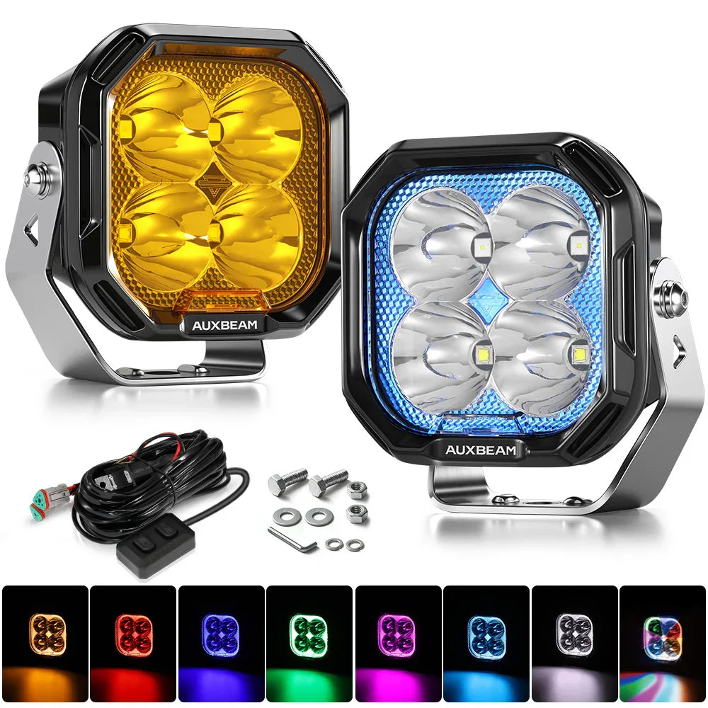 PAR CUBOS AUXBEAM 3" COLOR PLAY 116W COMBO