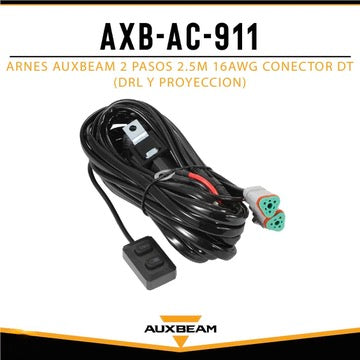 Arnés Auxbeam 2 Pasos 2.5M 16AWG Conector DT (DRL y Proyección)
