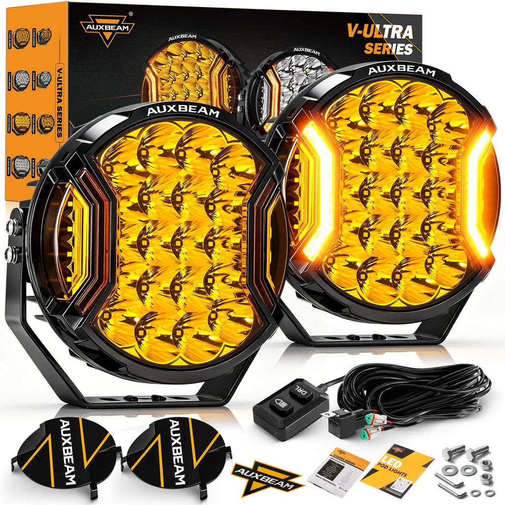 PAR AUXBEAM SIDE SHOOTER V-ULTRA 9" 300W LUZ Y DRL AMBAR
