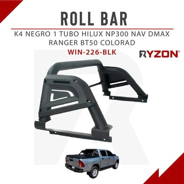 Roll Bar K4 Negro 1 Tubo Toyota Hilux NP300 Navara D-Max Ranger BT-50