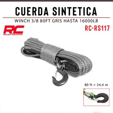 Cuerda Sintética Winch 3/8 80ft Gris hasta 16000lb