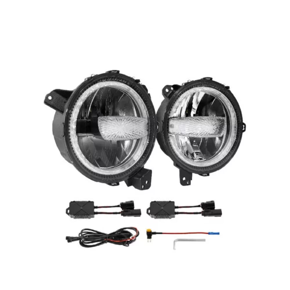 Par Focos Redondo 9 pulg 120W DRL / Alta / Baja Jeep JL JT