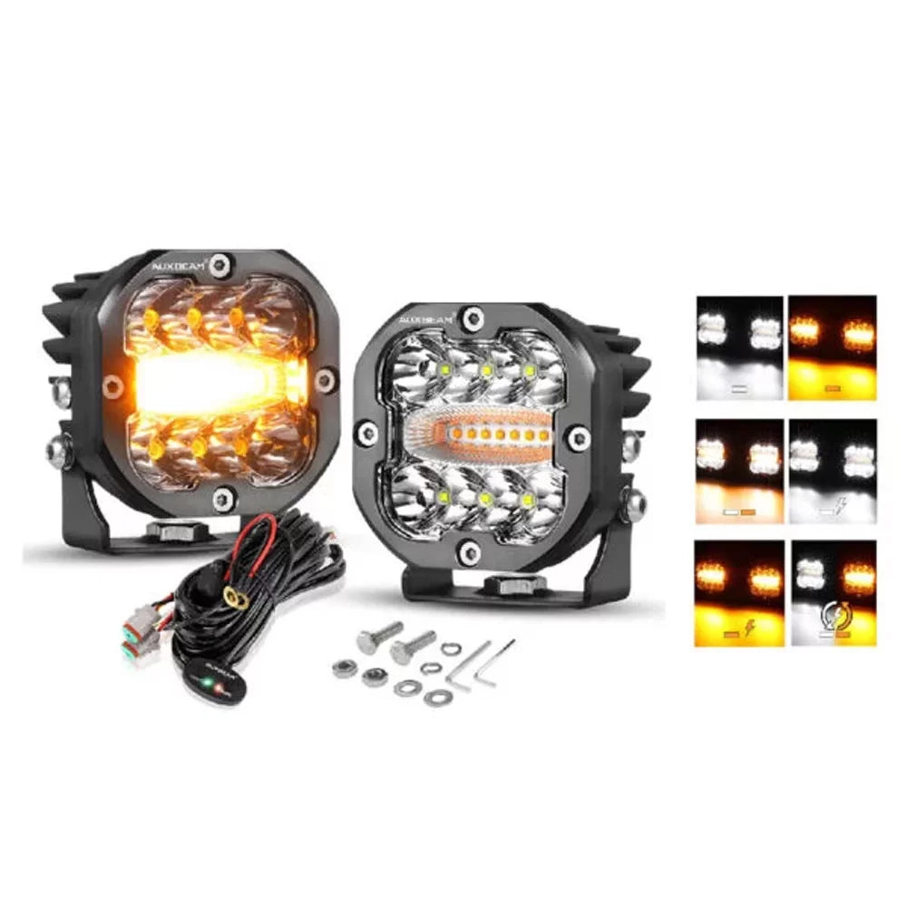 Par Cubos Auxbeam 3" 80W Baja Type (Filtro Ámbar)