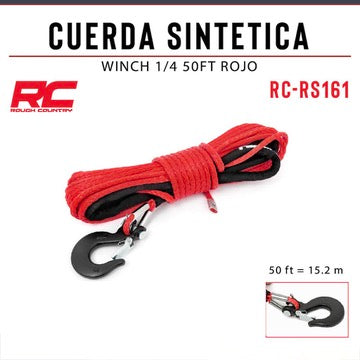 Cuerda Sintética Winch 1/4 en 50ft Rojo hasta 6500lb