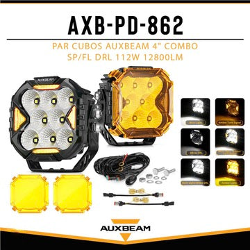 Par Cubos Auxbeam 4" Combo SP/FL DRL 112W 12800lm