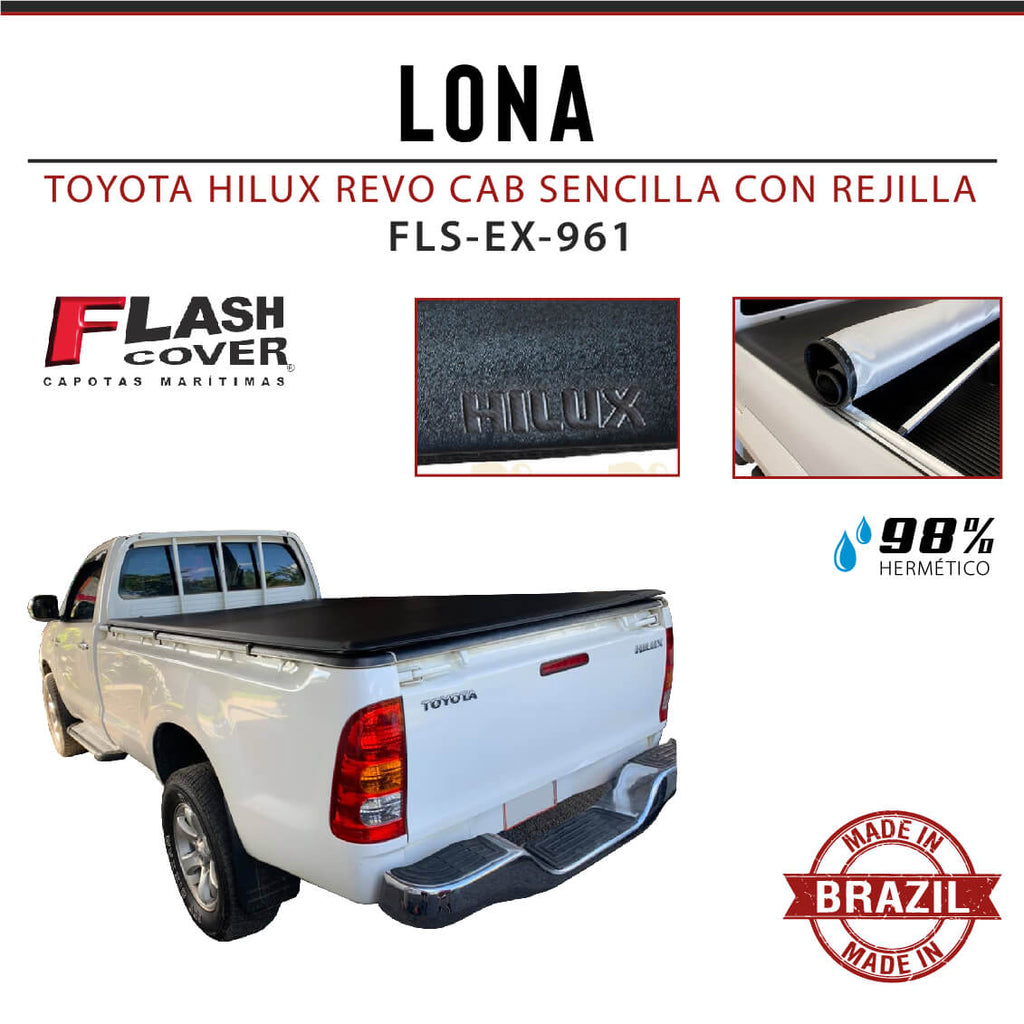 LONA TOYOTA HILUX REVO CAB SENCILLA CON REJILLA