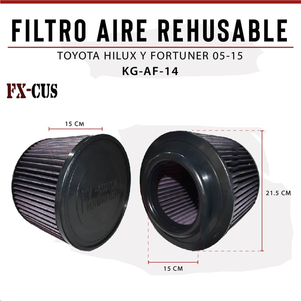 FILTRO AIRE REHUSABLE HILUX Y FORTUNER 05-15