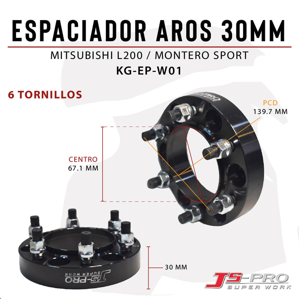 ESPACIADOR AROS 30MM (6X139.7) CENTRO 67.1MM L200/MONT SPORT