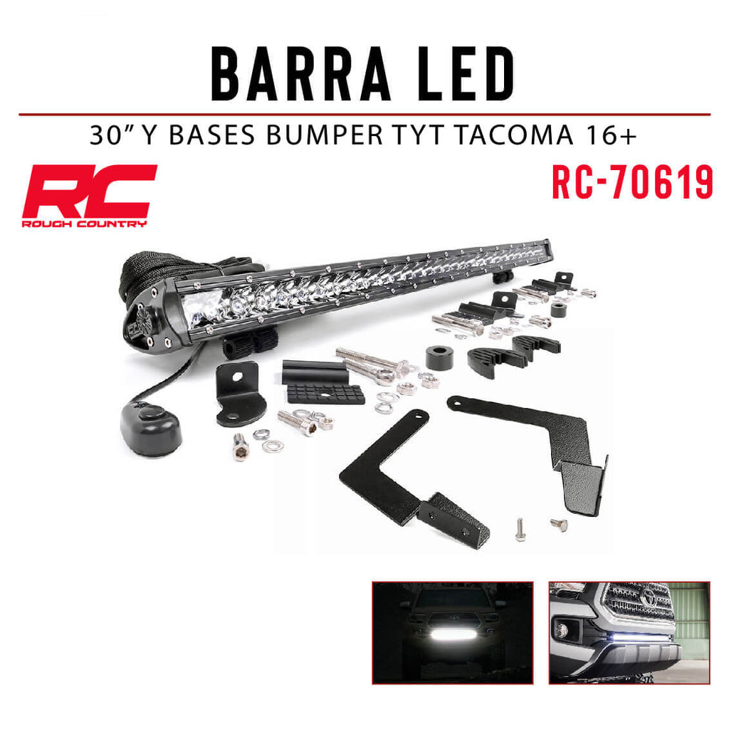 BARRA LED 30" Y BASES BUMPER TOYOTA TACOMA 16+