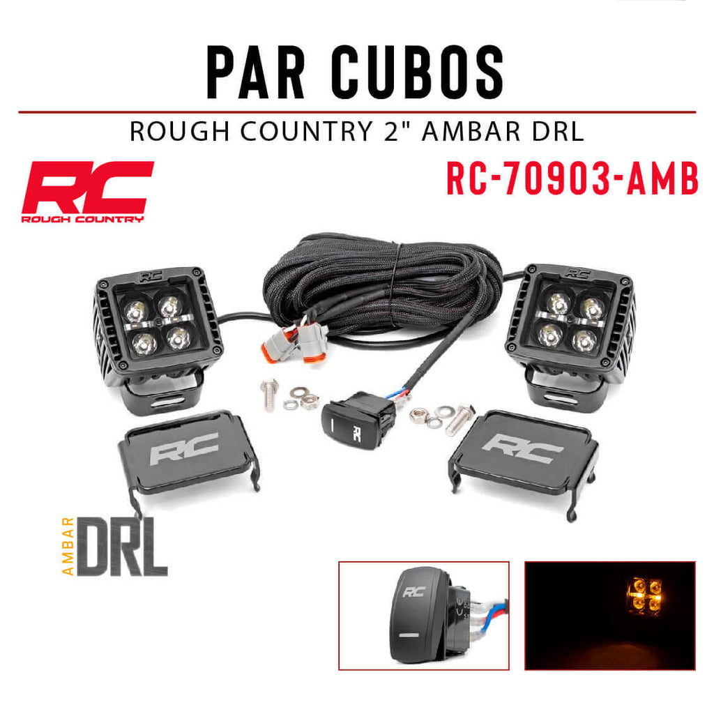 PAR CUBOS ROUGH COUNTRY 2" AMBAR DRL