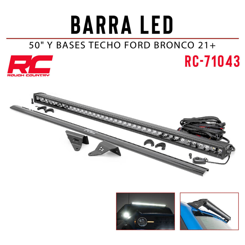 BARRA LED 50" Y BASES TECHO FORD BRONCO 21+