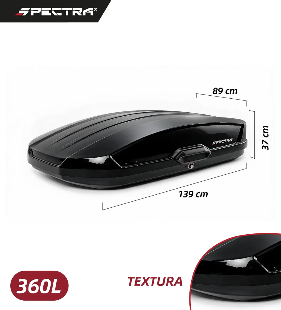 Baúl portaequipajes 360L negro brillante